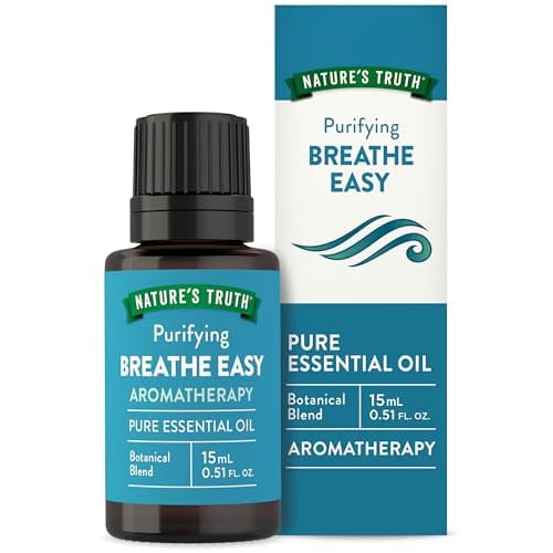 Nature’s Truth Breathe Easy Essential Oil Blend | 15 mL | with Eucalyptus, Peppermint, Lemon, and Tea Tree Oils | for Aromatherapy | Pure Plant Based, Non-GMO & Gluten Free