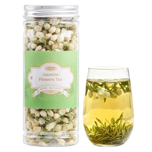 ANTAKUBU Dried Jasmine Flowers,30g/1.05oz,Edible Jasmine Flowers Tea For Tea, Baking,100% Natural & Pure Whole Buds Loose Leaf Herbs,Natural Fragrance,Gluten Free