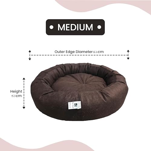 Image of Medium Size Dog Bed for Medium Size Dogs, Puppies, Kitten and cat Bed Velvet Fabric Color Full Brown Anti Skid Bottom Washable Export Quality Pet Bed