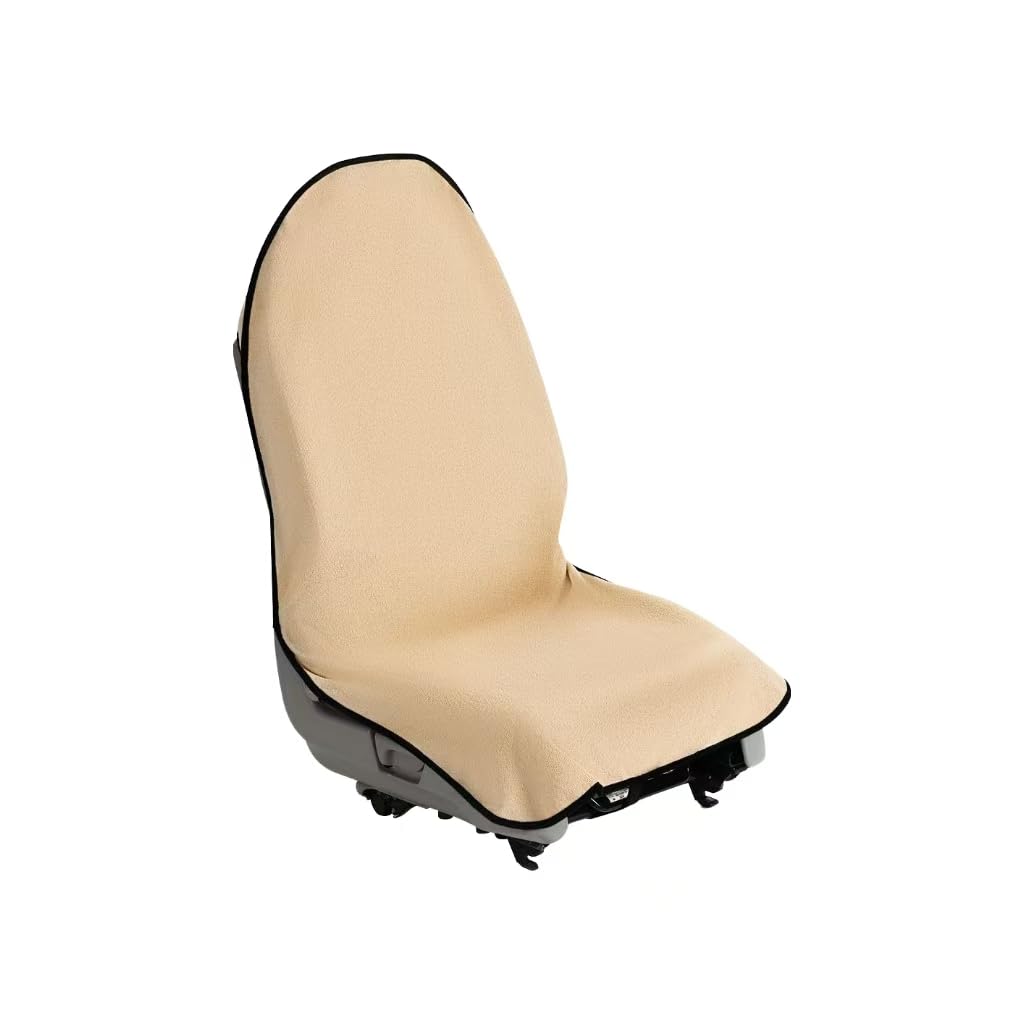 Woniyal 1 Pcs Car Seat Towel Cover for Fo-rd Ecosport Edge Escape Fiesta Fusion Kuga ST, Non-Slip Sweatproof Front Seat Protector Gym Workout Running Cushion Polyester Washable,Single seat-Beige