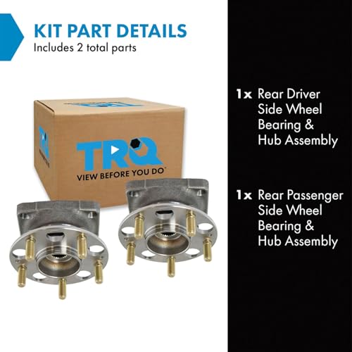 Image of TRQ Rear Left and Right Wheel Bearing and Hub Assembly Set 2 Piece Compatible with 20-22 Honda HR-V AWD 17-18 HR-V EX-L EX 2019 Touring EX-L EX AWD 2016