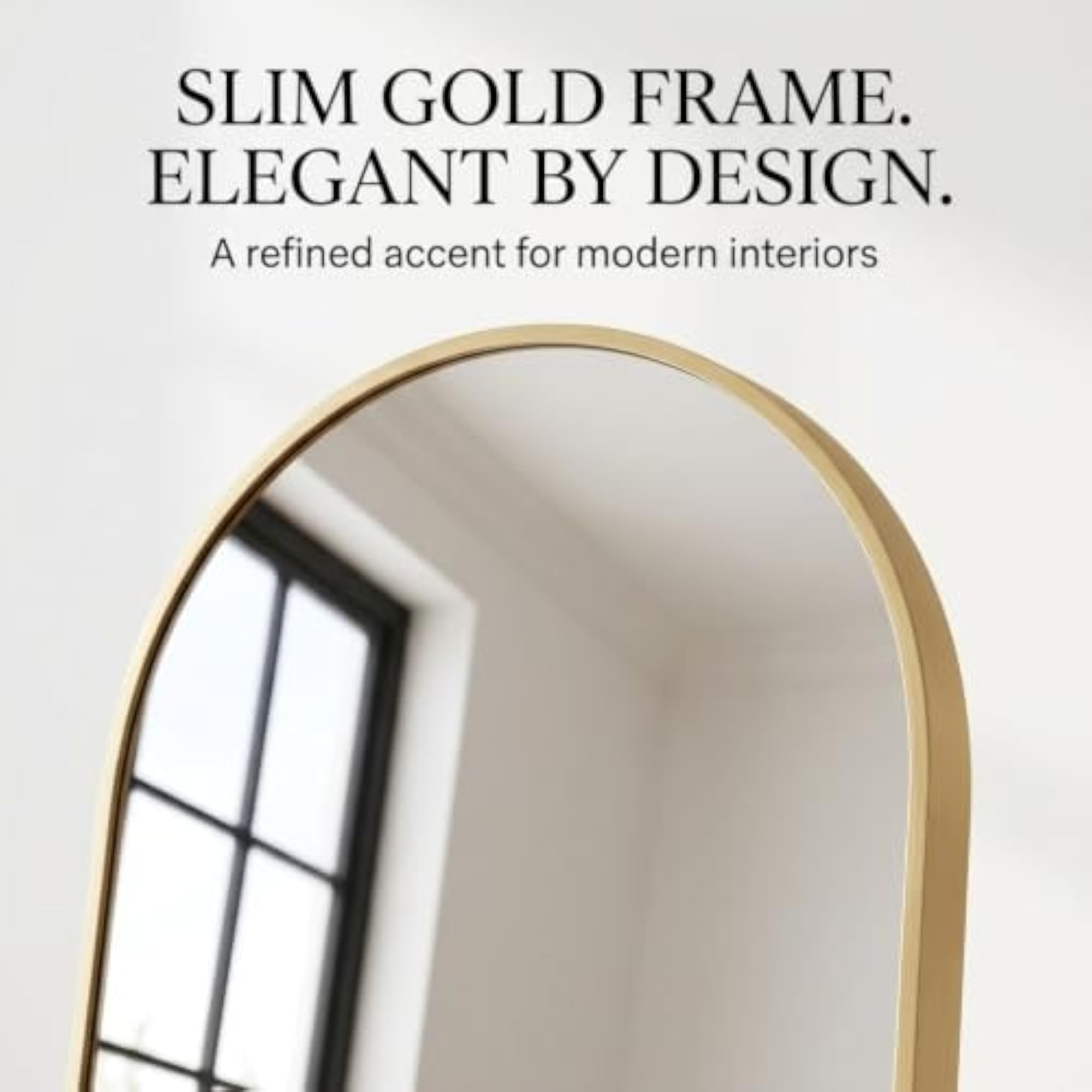 Arched Full Length Mirror with Stand, Modern Design