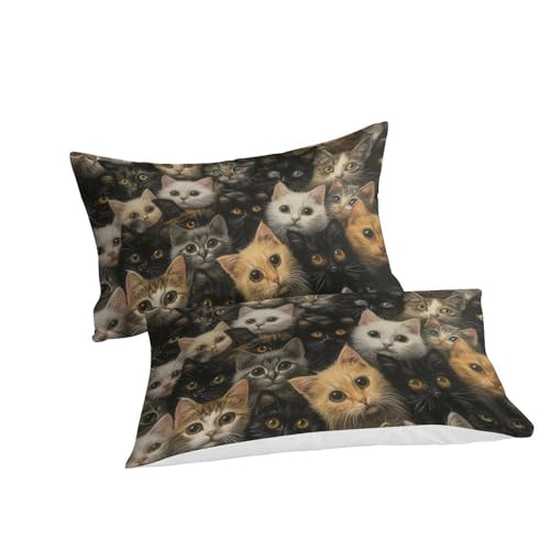 Housse de couette chat 3D fermeture éclair parure microfibre 140x200 - 3