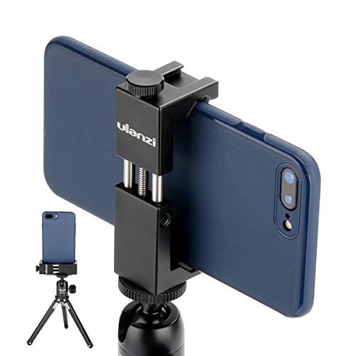 Metal Smartphone Tripod Mount with Cold Shoe Mount, iPhone Tripod Holder Grip Rig Clip for Nexus Samsung iPhone X 8 7 7s 6 6s Plus etc