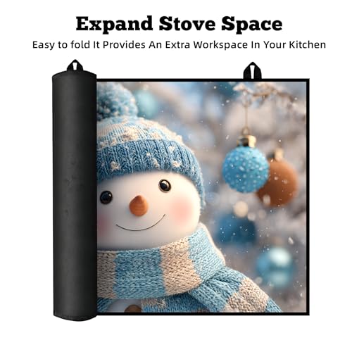 Image of Christmas Multi-Design Stove Cover for Glass /Electric Stoves - 3-in-1 Heat-Resistant Protector Mat, Non-Slip Drying Rack 28 inchx20 inch