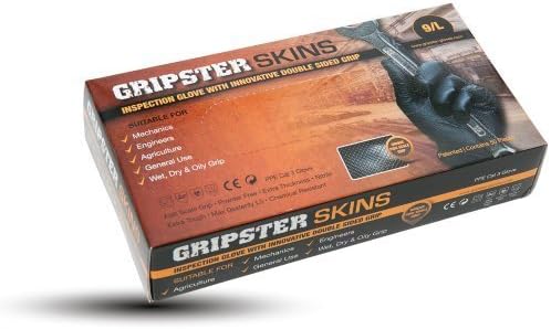 Gripster Skins Fish Scale Nitrile Gloves Extra Tough Powder Free Chemical Resistant Pack of 50