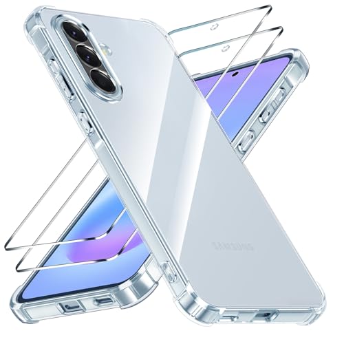 Yohii Funda para Samsung Galaxy A57 5G con 2 Piezas Cristal Templado, [Protección Cámara ] Carcasa Protectora AntiChoques Anti Amarillo Clara, Suave TPU Silicona Anti Arañazos Caso   Transparente