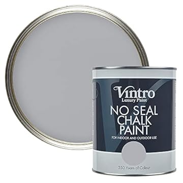 Vintro Paint | No Seal Chalk Paint | Mid Grey | Interior & Exterior Use | Furniture | Walls | Wood | Metal | 1 Litre (Lincoln Grey)