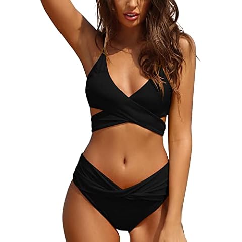 SHEKINI Women's Criss Cross V Neck Bikini Set Cover
