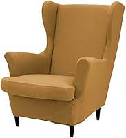 Vista 14 de Fundas para silla Wingback, 2 piezas, fundas elásticas para sillón de ala de color sólido con parte inferior elástica, protector de muebles