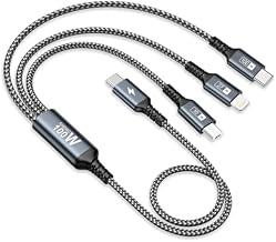 GIANAC 100 W USB C to Multi USB Charging Cable Short 50 cm, 3-in-1 Fast Charging Cable with E-Mark Chip Multi Charging Cable USB C [100W] + Micro [10W] + Lightning [27W] for iPhone 15, iPad Pro, MacBook, Galaxy S23