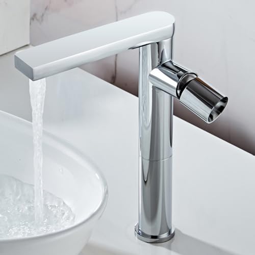 Robinet de lavabo de salle de bains haut en chrome brillant durable