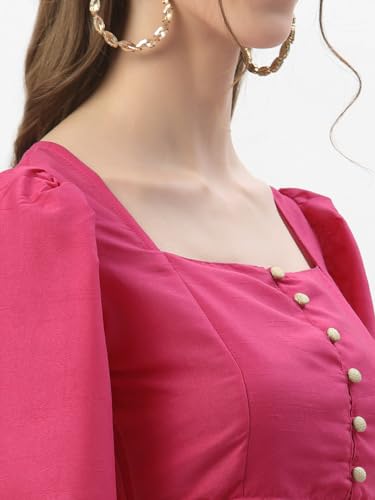 Image of studio rasa Chroma Button Down Shirt Style Blouse Crop Top for Women Girls Casual Party