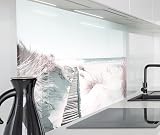 timalo Herd Spritzschutz Wand Spüle, Küche Küchenrückwand Glasoptik | Acryl Glas 2mm | Glasrückwand Acrylglas Küchenpaneele Rückwandschutz Platte | 120x60cm Pampasgras Meer Strand Steg