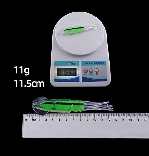 Miniatura 4 de Juego de 8 señuelos de pesca de calamar que brillan en la oscuridad, señuelos de pesca, señuelos de pesca de arrastre suave