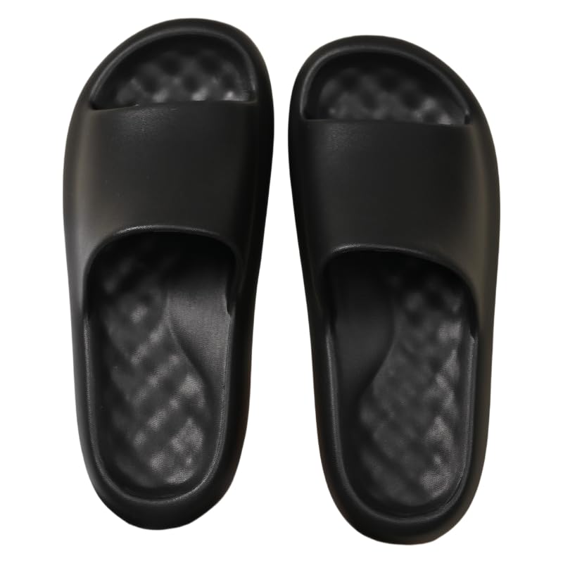 Cloud Slides for Men, Pillow Sandals with Arch Support, Lightweight Non-Slip Quick Drying Shower Slippers, Thick Sole Cushion Recovery Indoor Outdoor Sandals, Black/Taupe