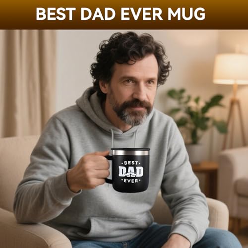 HottKiiper Best Dad Ever Gifts from Daughter Son, Stainless Steel Coffee Mug with Lid for Father, Husband, Uncle, Gifts for Father's Day (14oz Black) - image 6