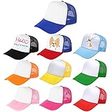 Outink 10 Pack Kids Trucker Hats Boys Girls Colorful Baseball Hats Adjustable Sublimation Blank Mesh Plain Baseball Caps (10Pack-Multicolor 1)