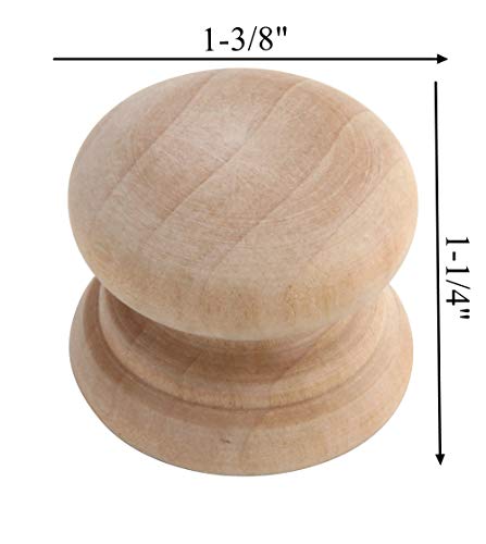6Pcs - Silverline Round Unfinished Wood Cabinet Knobs Pulls For Drawer Furniture Wardrobe Cupboard Kitchen Bathroom, Height 1-1/4" #TOP4