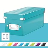 Lieferumfang: 1x Leitz CD Aufbewahrungsbox mit Deckel, Click & Store, 60410051, Eisblau, Material: PP laminierte, stabile Hartpappe, Abmessungen: 14,3 x 13,6 x 35,2 cm (BxHxT), Gewicht: 440 g
