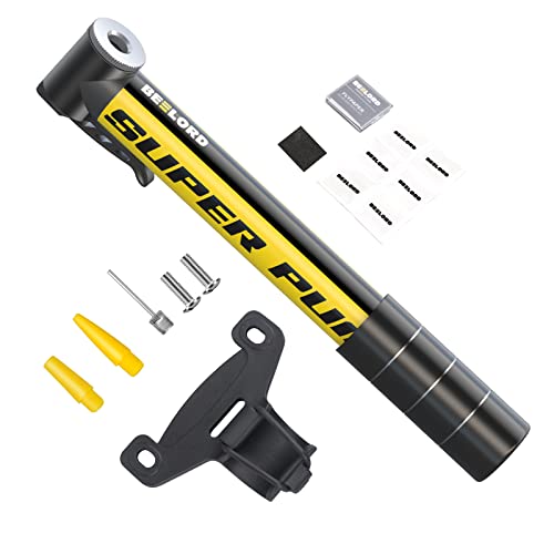 Beelord Mini Bike Pump Portable Frame Pump, Air Ball Pump Inflator With Ball Pump Needles, For Road, Mountain And Bmx Bikes, 100Psi Max, Fits Presta & Schrader Valve #TOP10