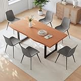 HIPIHOM 63' Wooden Dinner Table Det for 4, Modern Kitchen Table Set of 6, Thickened MDF Living Room Table for Dining Room, Kitchen, Office