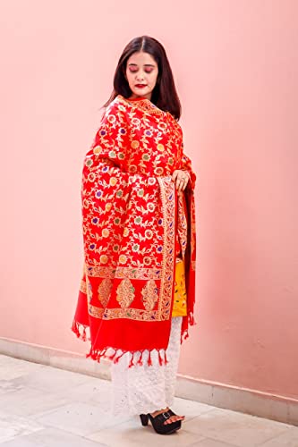 Rameshwaram Fabrics Banarasi Dupatta For Women, Pure Silk Chunnis For Wedding, Party - Silk Scarf Shawl Wrap Soft Stoles (Red) #TOP1