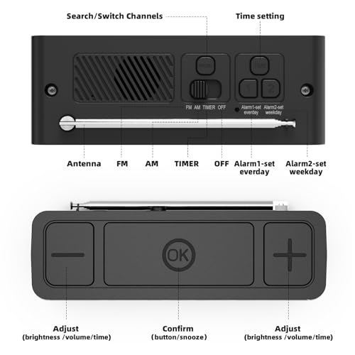 I·Code A702 Radio Alarm Clock, Am/Fm Radio With Auto-On Timer, Dual Alarm, Snooze, Loud Alarm,Large Rgb Display With Big Button,Outlet Powered thumb #6