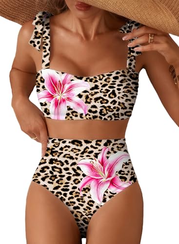 Herseas Women's 2 Piece Bikini Sets High Waisted Adjustable Tie