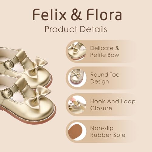 Image of Felix & Flora Toddler Little Girl Mary Jane Dress Shoes - Ballet Flats for Girl Party School Shoes
