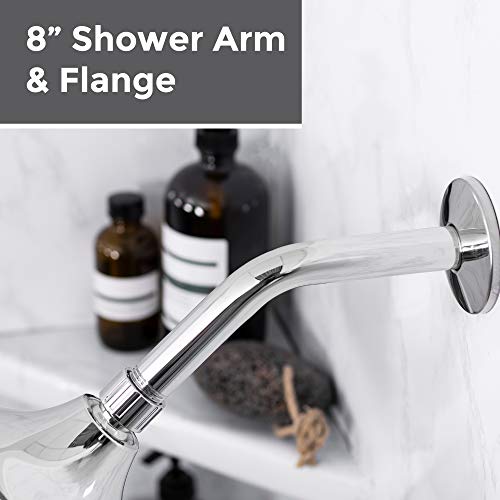 Vetta 8 Inch Shower Arm And Flange, Stainless Steel Construction, Shower Head Extension Extender Pipe Arm, Chrome Finish #TOP1