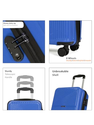 Image of Teakwood Small Size 8 Wheels Trolley Bag, Hard Cabin with Zipper Closure, Adjustable Push Button & Cross Side Strap, Number Lock System 360 Degree (Small, Royal Blue)
