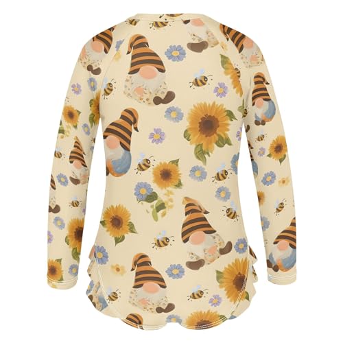ALAZA Toddler Swimsuit Girl Bathing Suit Swimwear Rash Guard Bees Gnomes Cute Long Sleeve 3T3