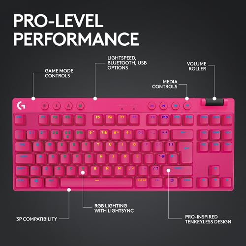 PRO X TKL LIGHTSPEED tastiera gaming wireless - MAGENTA - PAN - TACTILE - Tastiera gaming - Immagine 4