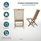 KMH 2er Set Klappstühle ohne Armlehnen aus echtem Teakholz - 3