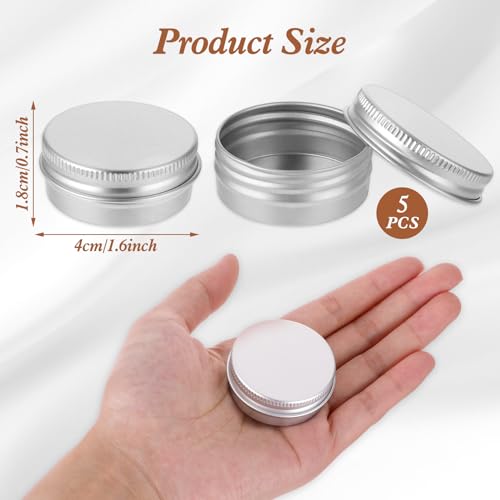 Grevosea 5 sztuk pojemników na krem, przenośne, małe, metalowe puszki, małe puszki, aluminiowe puste puszki, 15 ml, puszka na krem, puszka na krem, na kosmetyki DIY, świece, kremowe, kosmetyki