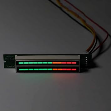 Mini Dual 12bit LED Music Level Indicator Module, Adjustable Light Speed VU Meter Board Module with AGC Mode VU Meter Stereo-Amplifier Board A
