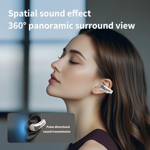 LCORDN Open Wireless Bluetooth 5.4,Clip-On Bluetooth with Earhook, IPX5 Waterproof Safe for Sports Running Cycling (Beige) — view 4