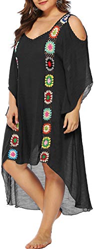 Chrisuno Women's Plus Size Bathing Suit Cover Ups Swimsuit Coverups Dress Soft Crochet Bikini Beach Skirt2