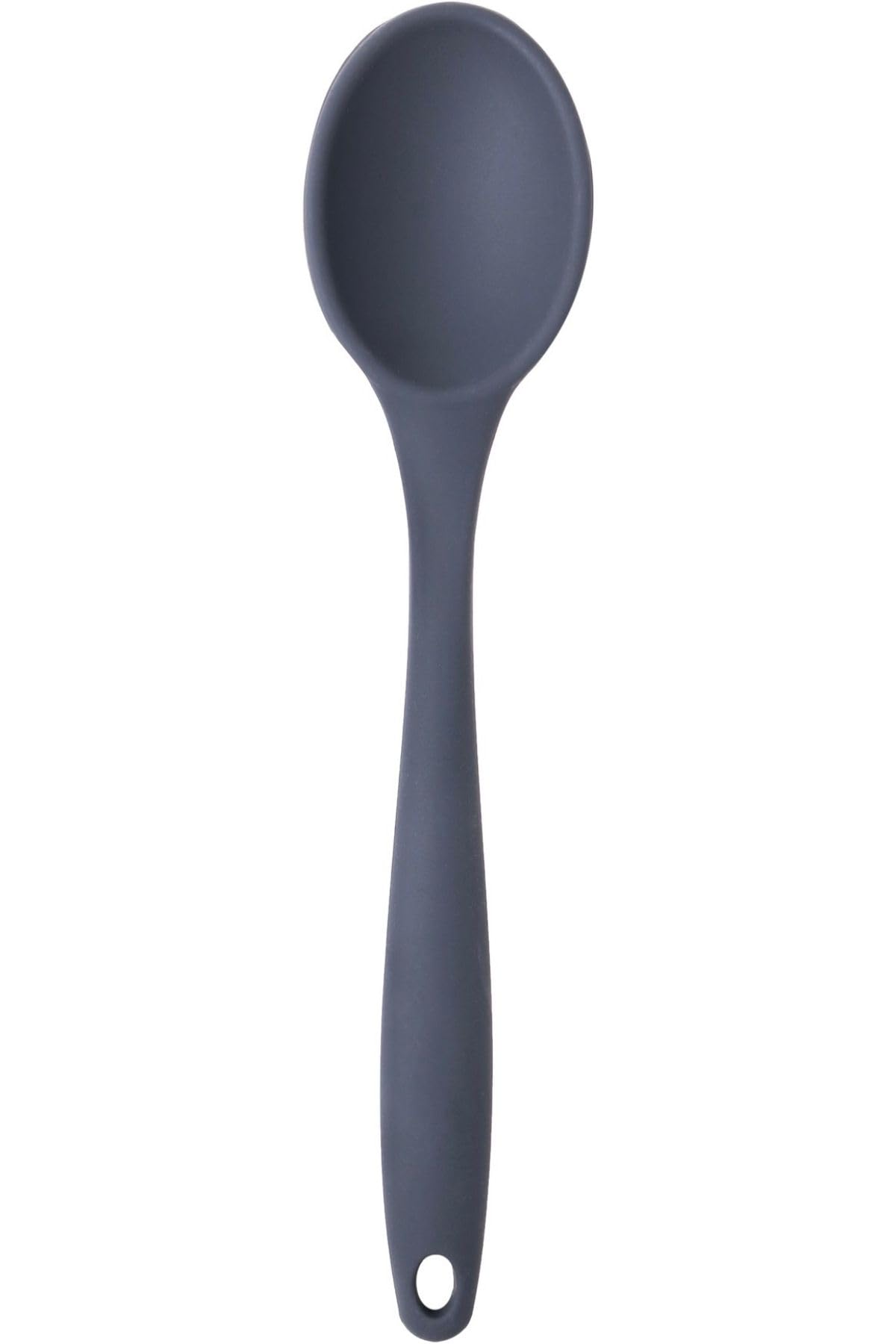Silikon Servis ve Yemek Hazırlama Kaşığı, Yumuşak Uç, Komple Silikon, 27 cm, Antrasit Kaşık, Yanmaz Yapışmaz, Tencere Çizmez, 1 Adet