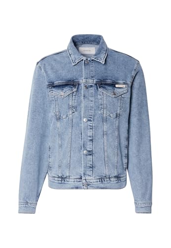 Calvin Klein Herren Jeansjacke Slim Denim Jacket Brusttaschen, Blau (Denim Light), S
