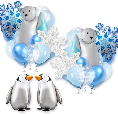 CYMYLAR 38 Polar Balloons Winter Balloons Polars Bear Balloon Penguin Winter Birthday Decorations Animal Theme for Winters Baby Shower Decoration Polar Bear Christmas Decorations Supplies