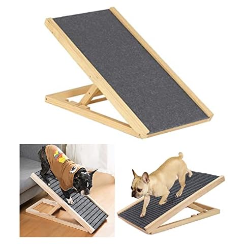70CM Folding Dog Ramp for Car, Wood Heavy Duty Cat Step Ramp Step Portable Pet Stair Ladder, Lightweight Dog Ramp for Bed, Small Pet Ladder with Non-slip Surface for Travel, Car, Van, Trunk Cover