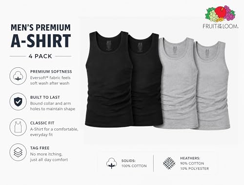 Image of Fruit of the Loom Men's Sleeveless Tag Free Moisture Wicking Tank A-Shirt