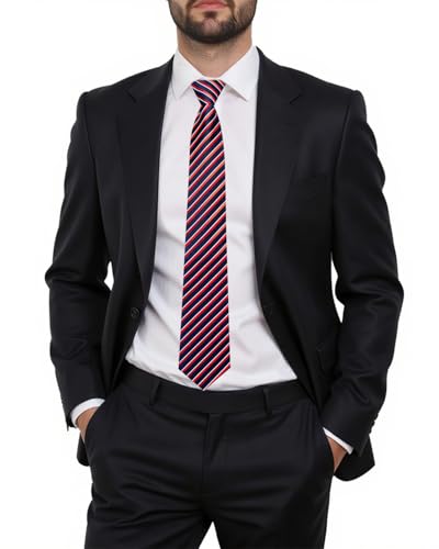 Image of Hi-Tie Zipper Ties for Men Pre-tied Tie Set Lapel Pin Pocket Square and Cufflinks Formal Business Wedding Adjustable Necktie