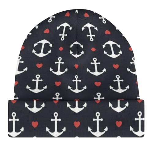 Nautical Funny Anchor Kids Beanie Hat for for Girls Boys Children Cap Winter Knitted Chemo Cancer Headwear Accessories Gifts Decoration Black4