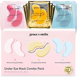 Under Eye Mask - Reduce Dark Circles, Puffy Eyes, Undereye Bags, Wrinkles - Gel Under Eye Patches, Vegan Cruelty-Free Self Care by grace and stella (72 Pairs, GoldPinkBlue)24 Pair (Pack of 3)