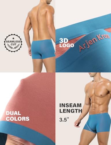 Arjen Kroos Men's Boxer Briefs Breathable Dual Colors Seamless Modal Mens Trunks Underwear with Support Pouch 4 Pack2
