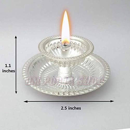 Pooja Gift Diya in Pure Silver (2.5 inches) - Deepam Lamp