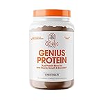 Genius Protein Powder – Natural Whole Food Egg White & Whey Protein Isolate Lean Muscle Building Blend for Women & Men Grass Fed Post Workout Meal Replacement Shake for Recovery, Chocolate